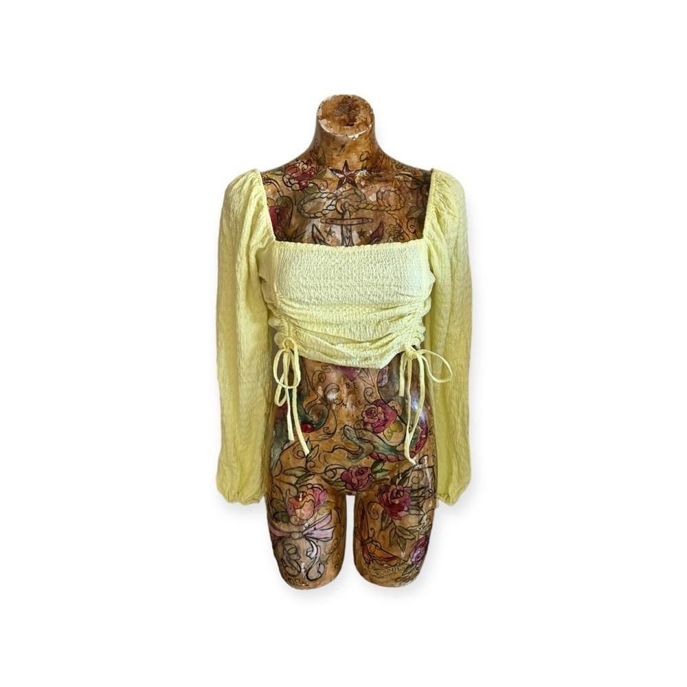 Sophie Rue top yellow long sleeve crop top Large
